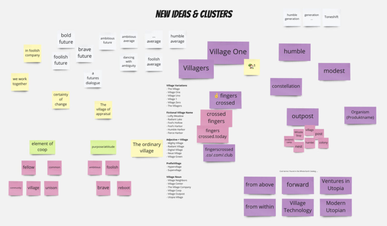 Village One name clusters