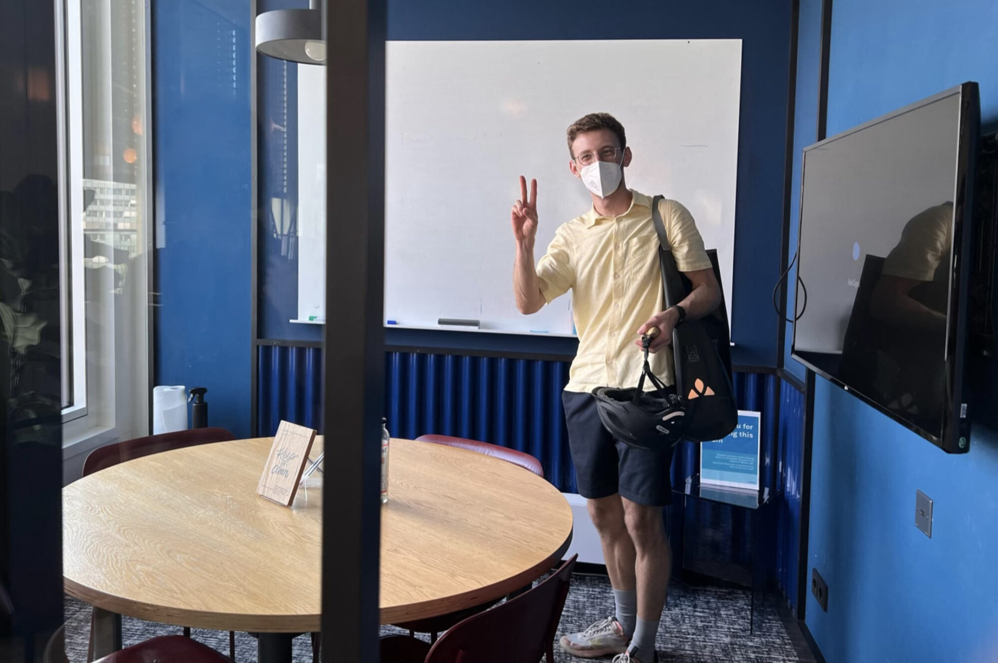 Christoph in a meeting room at wework